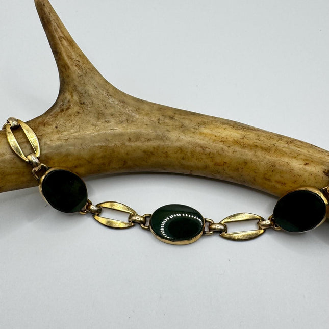 Vintage Green Jade 14k Gold Filled Bracelet - Minimal Everyday Layered Stacking - Dainty Simple Design
