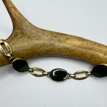 Vintage Green Jade 14k Gold Filled Bracelet - Minimal Everyday Layered Stacking - Dainty Simple Design
