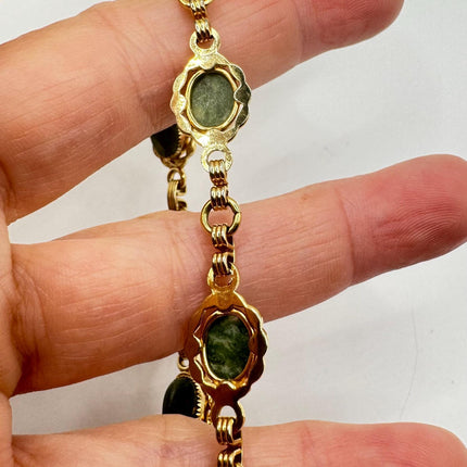 Vintage Green Jade 14k Gold-Filled Bracelet | Handcrafted Timeless Jewelry