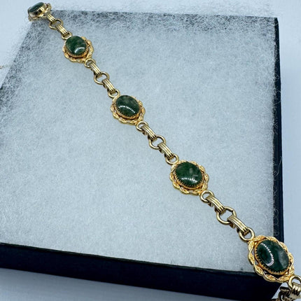 Vintage Green Jade 14k Gold-Filled Bracelet | Handcrafted Timeless Jewelry