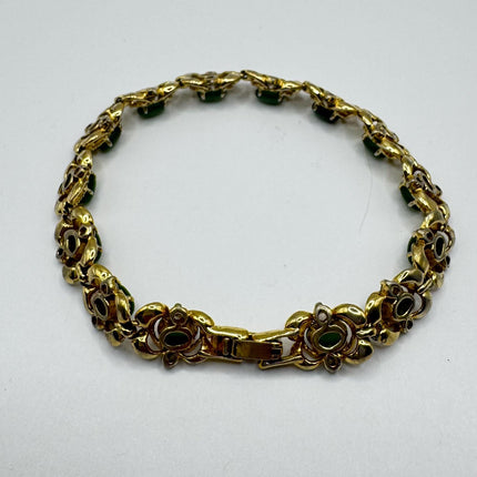 Vintage Green Jade 14k Gold Filled Bracelet - Minimal Everyday Layered Stacking - Dainty Simple Design