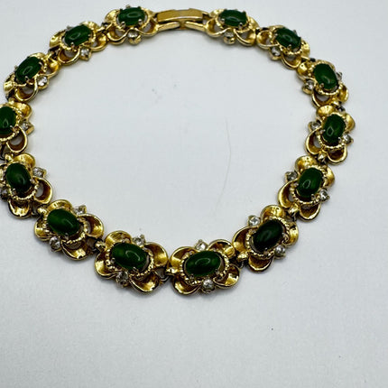 Vintage Green Jade 14k Gold Filled Bracelet - Minimal Everyday Layered Stacking - Dainty Simple Design