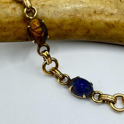 Vintage Scarab Gold Onyx Tennis Bracelet 14k Gold Filled Minimal Simple Every day Stacking Bracelet