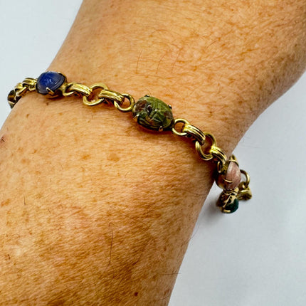 Vintage Scarab Gold Onyx Tennis Bracelet 14k Gold Filled Minimal Simple Every day Stacking Bracelet