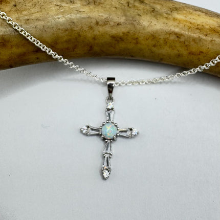 Vintage Opal Heart Necklace - Dainty 925 Sterling Silver Chain, stacking layered