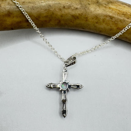 Vintage Opal Heart Necklace - Dainty 925 Sterling Silver Chain, stacking layered