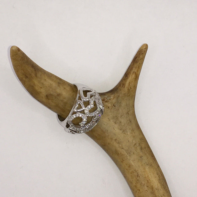 Vintage Crystal Cocktail Ring 925 Sterling Silver