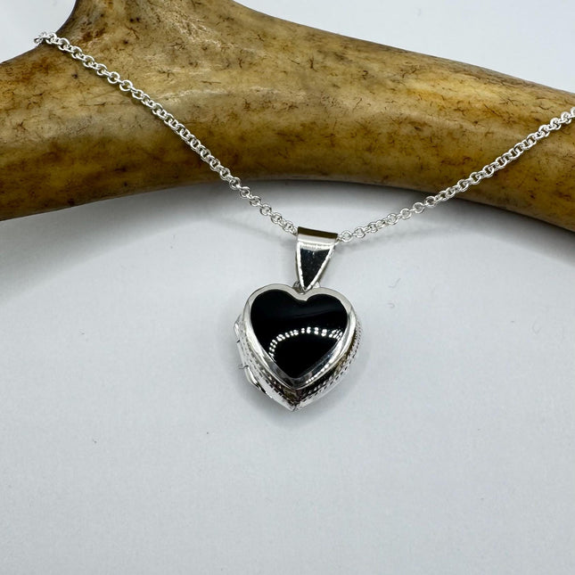 Vintage Black Onyx Silver Locket