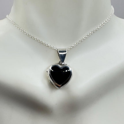 Vintage Black Onyx Silver Locket