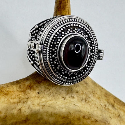 Vintage Gold Bronze Poison Ring | Labradorite | Unique Gift Statement Ring