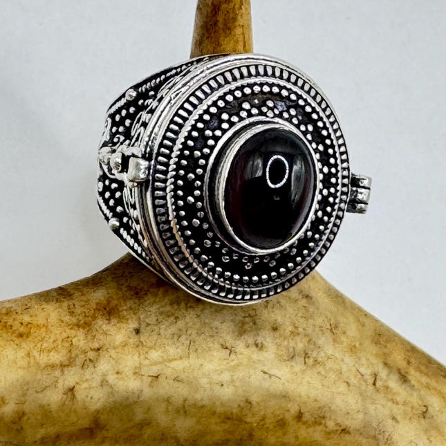 Vintage Gold Bronze Poison Ring | Labradorite | Unique Gift Statement Ring