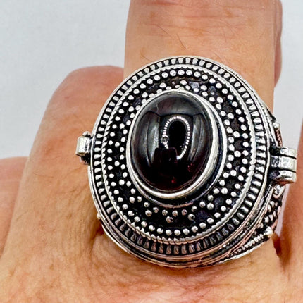 Vintage Gold Bronze Poison Ring | Labradorite | Unique Gift Statement Ring