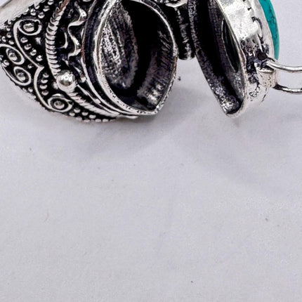 Vintage Blue turquoise Silver Poison Ring