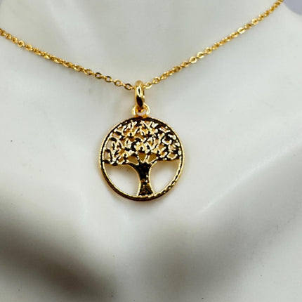 Vintage Gold Tree of life Necklace - Minimalist Everyday Jewelry Gold Filled Deco Design