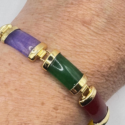 Vintage Mixed Gemstone Lucky Bracelet Golden Bronze