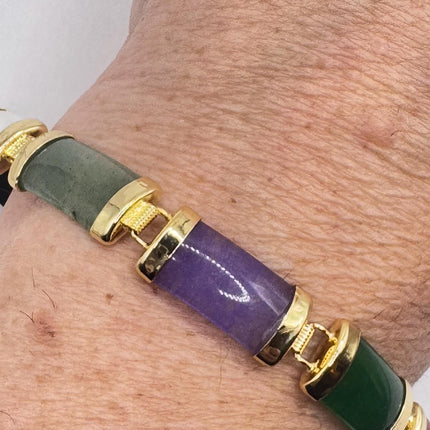 Vintage Mixed Gemstone Lucky Bracelet Golden Bronze