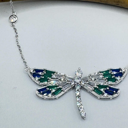 Vintage Blue Fire Minimalist Necklace - 925 Sterling Silver Chain