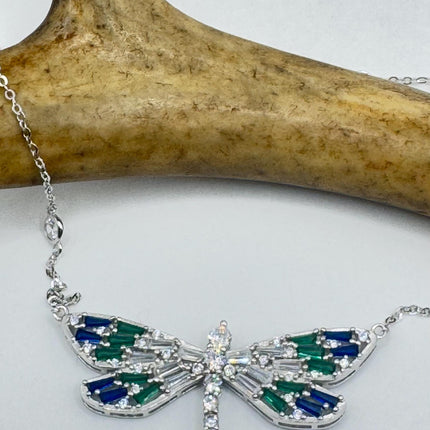 Vintage Blue Fire Minimalist Necklace - 925 Sterling Silver Chain
