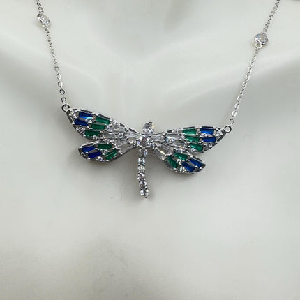 Vintage Blue Fire Minimalist Necklace - 925 Sterling Silver Chain