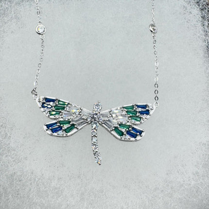 Vintage Blue Fire Minimalist Necklace - 925 Sterling Silver Chain