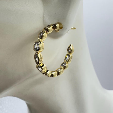 vintage gold hoop earrings Minimalist Deco Gold 925 Sterling Silver Hoop Earrings
