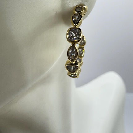 vintage gold hoop earrings Minimalist Deco Gold 925 Sterling Silver Hoop Earrings