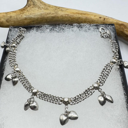 Vintage Heart Charm Bracelet - Dainty Stackable Layered Every day 925 Sterling Silver