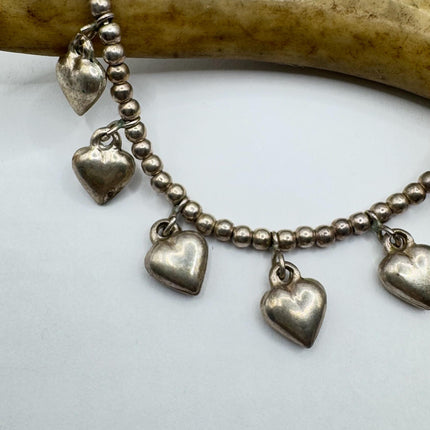 Vintage Heart Charm Bracelet - Dainty Stackable Layered Every day 925 Sterling Silver
