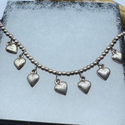 Vintage Heart Charm Bracelet - Dainty Stackable Layered Every day 925 Sterling Silver