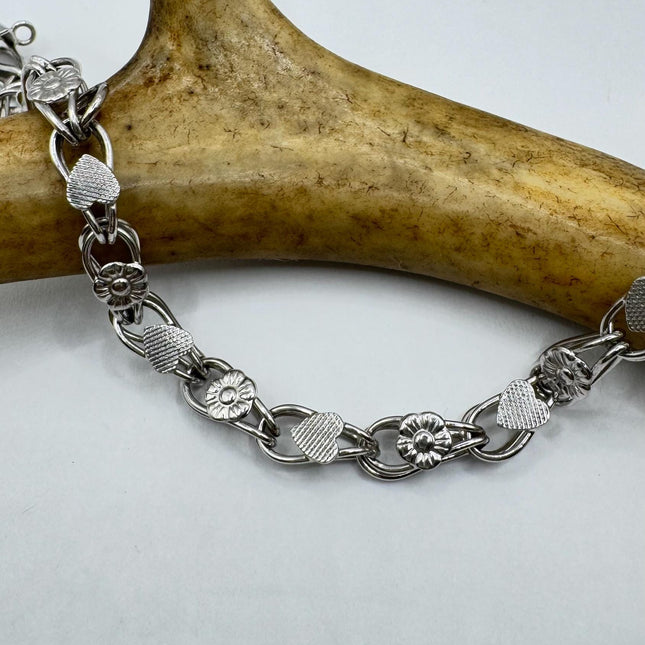 Vintage Heart Charm Bracelet - Dainty Stackable Layered Every day 925 Sterling Silver