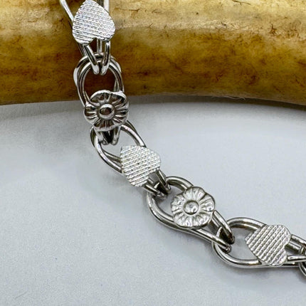 Vintage Heart Charm Bracelet - Dainty Stackable Layered Every day 925 Sterling Silver