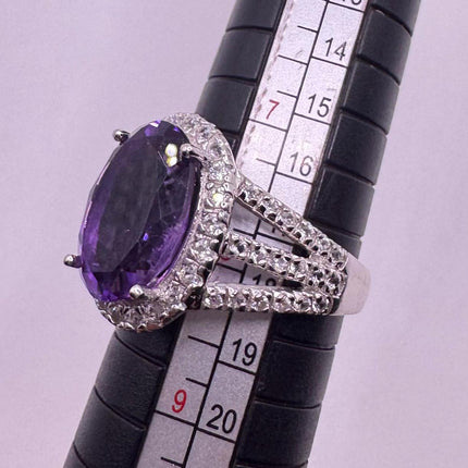 Vintage Purple Amethyst Ring Band 925 Sterling Silver cocktail statement ring