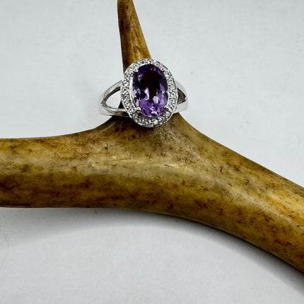 Vintage Purple Amethyst Ring Band 925 Sterling Silver cocktail statement ring