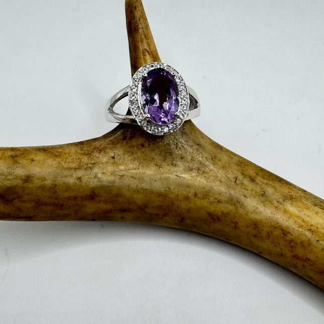 Vintage Purple Amethyst Ring Band 925 Sterling Silver cocktail statement ring