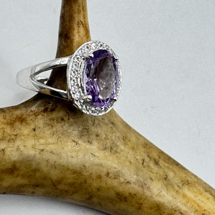Vintage Purple Amethyst Ring Band 925 Sterling Silver cocktail statement ring