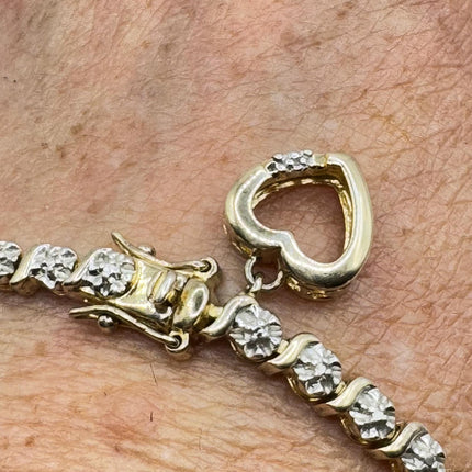 Vintage Silver Tennis Bracelet |Diamond Chip 925 Sterling Silver Stackable Everyday Prom Jewelry