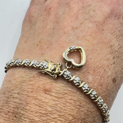 Vintage Silver Tennis Bracelet |Diamond Chip 925 Sterling Silver Stackable Everyday Prom Jewelry
