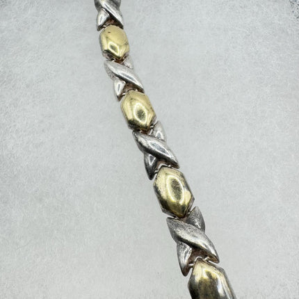 Vintage XO Gold Tennis Bracelet Infinity Hugs and Kisses Golden 925 Sterling Silver Stacking Layered Wedding Prom Jewelry