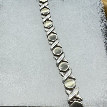 Vintage XO Tennis Bracelet Infinity Hugs and Kisses Golden 925 Sterling Silver Stacking Layered Wedding Prom Jewelry