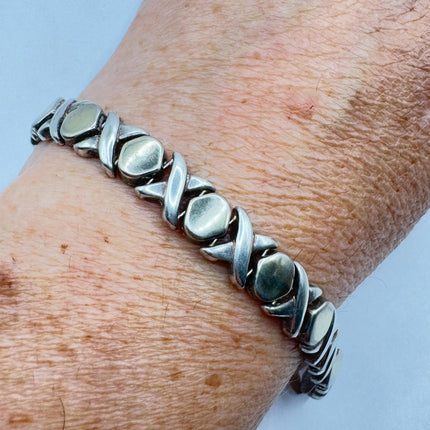 Vintage XO Tennis Bracelet Infinity Hugs and Kisses Golden 925 Sterling Silver Stacking Layered Wedding Prom Jewelry