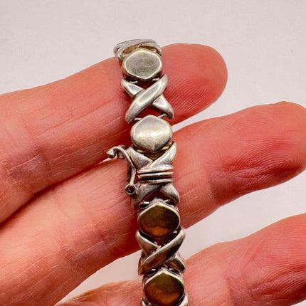 Vintage XO Tennis Bracelet Infinity Hugs and Kisses Golden 925 Sterling Silver Stacking Layered Wedding Prom Jewelry
