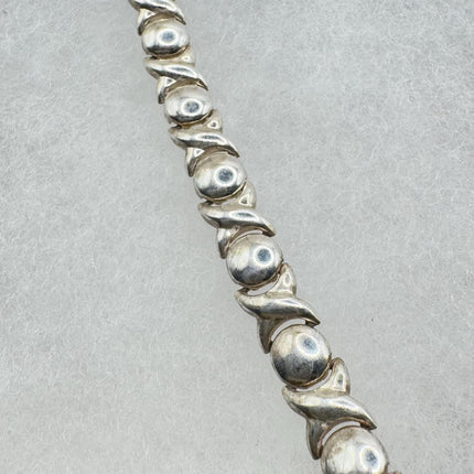 Vintage XO Tennis Bracelet Infinity Hugs and Kisses 925 Sterling Silver Stacking Layered Wedding Prom Jewelry