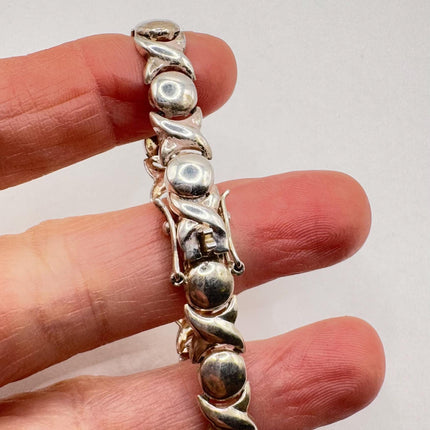Vintage XO Tennis Bracelet Infinity Hugs and Kisses 925 Sterling Silver Stacking Layered Wedding Prom Jewelry