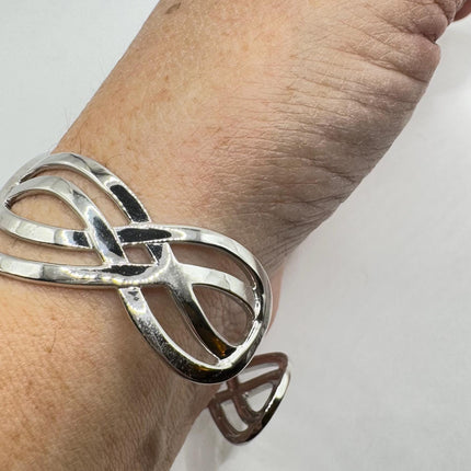 vintage black Onyx heart Cuff Silver Bangle