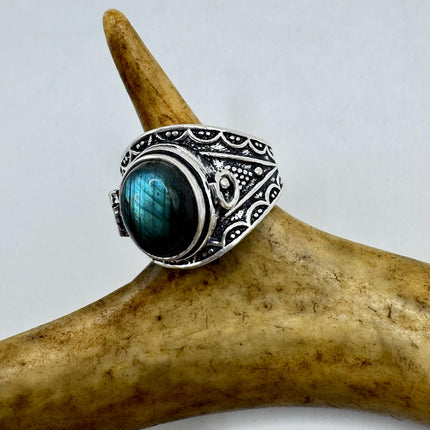 Vintage Silver Bronze Poison Ring