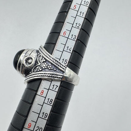 Vintage black Onyx Silver Poison Ring