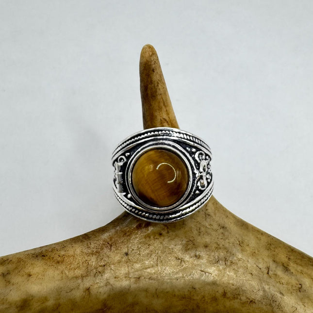 Vintage Silver Bronze Poison Ring