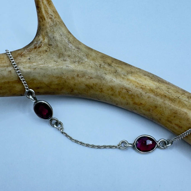 Vintage Garnet Station Bracelet