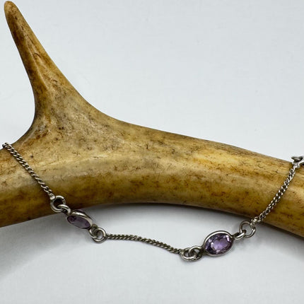 vintage purple amethyst Station Bracelet Set in 925 Sterling Silver