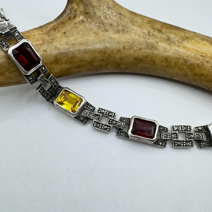 Vintage Mixed Gemstone Station Bracelet